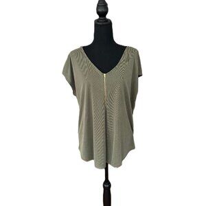 Womens Green Envelope Short Sleeve Top in Olive Green | XXL